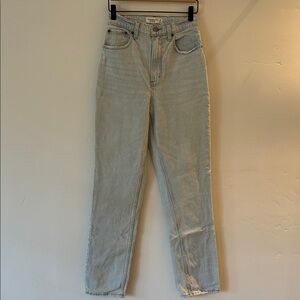 Abercrombie & Fitch Light Wash Straight Leg Jeans with cargo detail